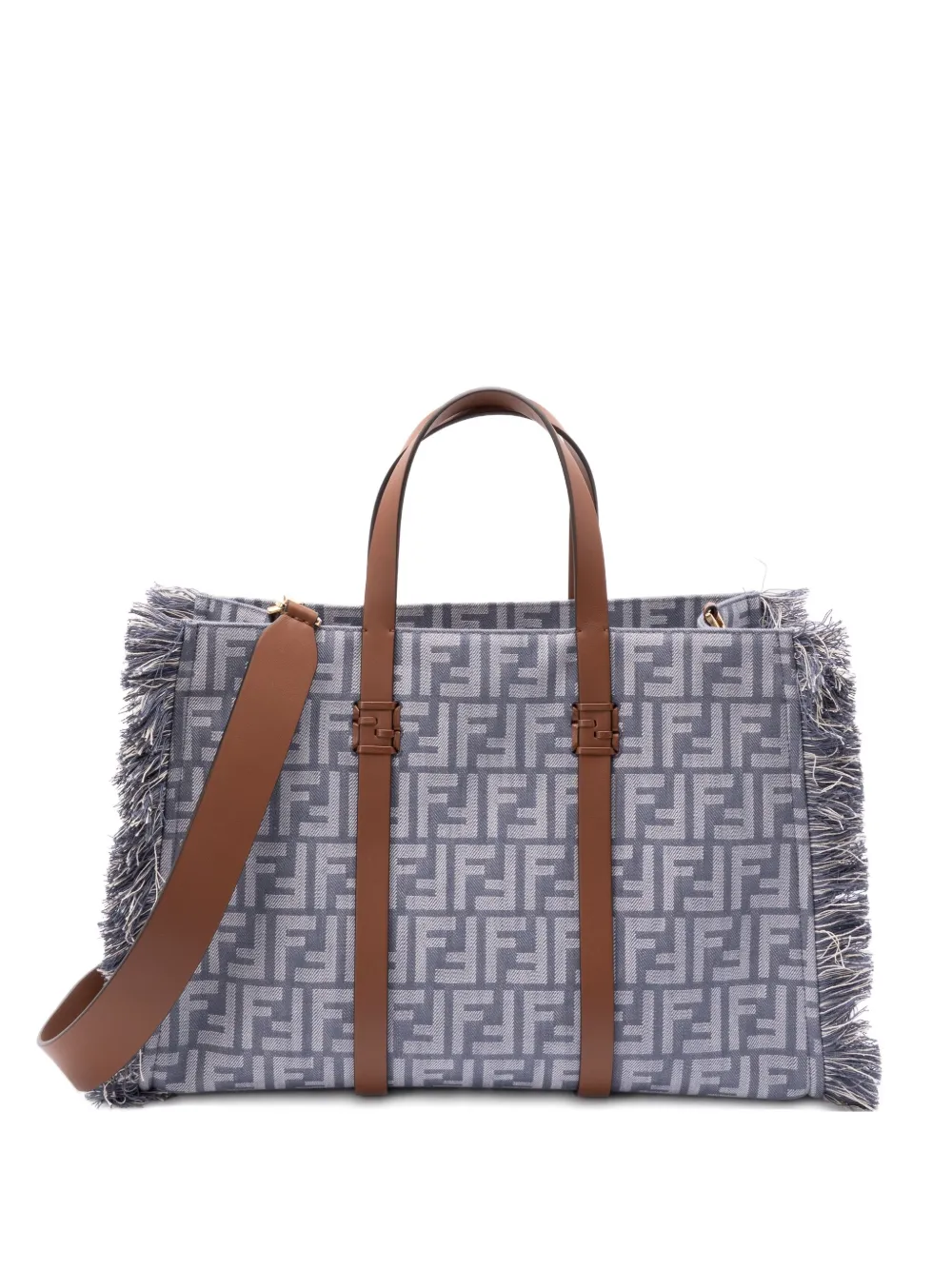 FENDI Shopper met logo jacquard Blauw