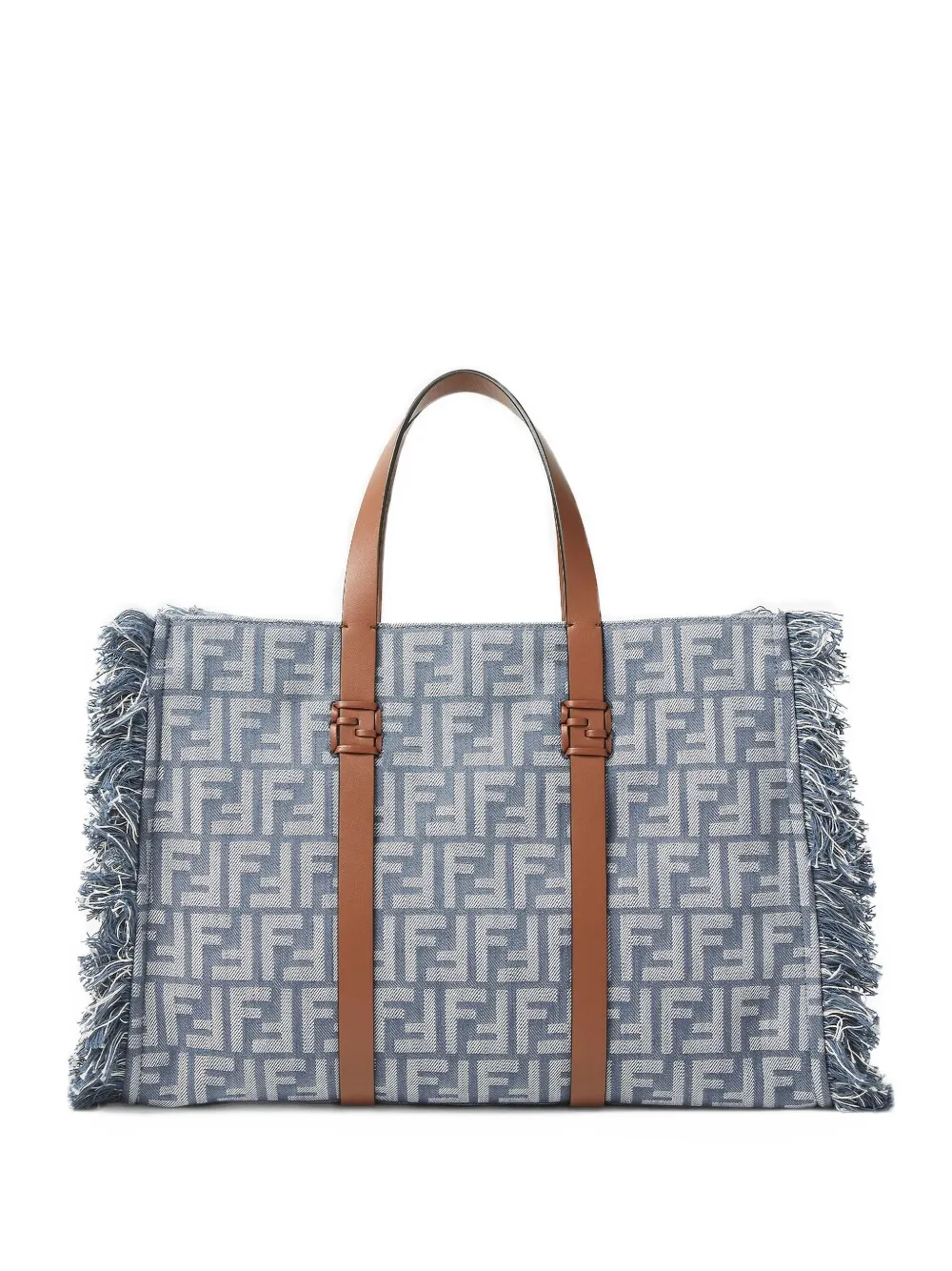 FENDI Shopper met logo jacquard Blauw