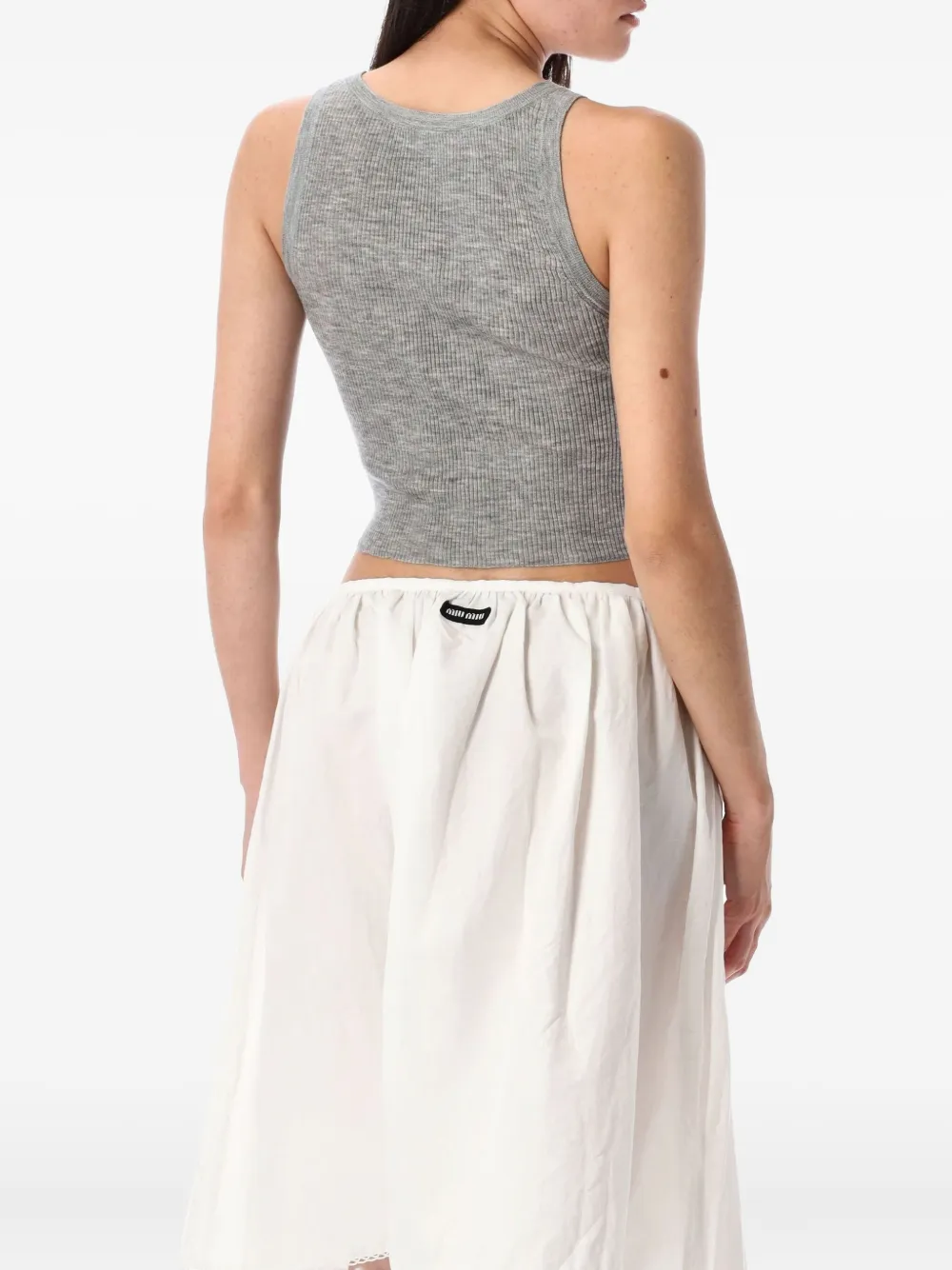 Miu Geribbelde tanktop Grijs