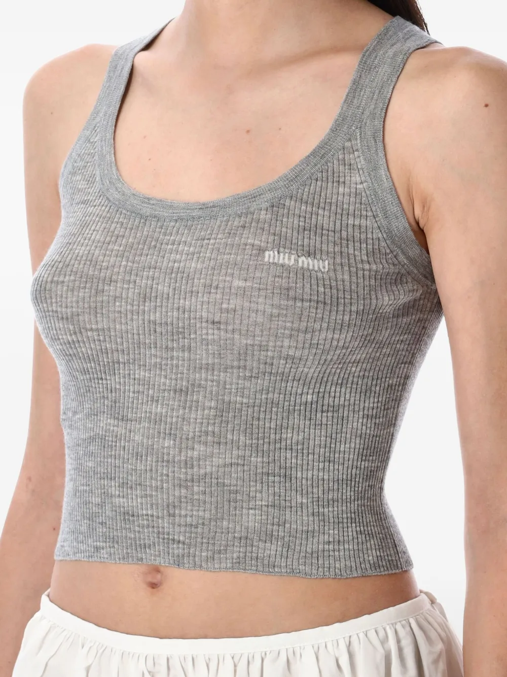 Miu Geribbelde tanktop Grijs