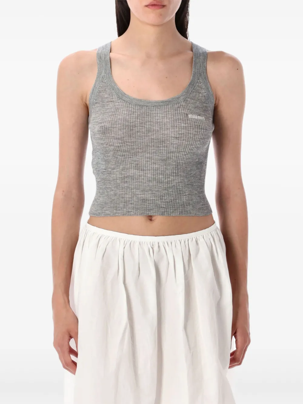 Miu Geribbelde tanktop Grijs