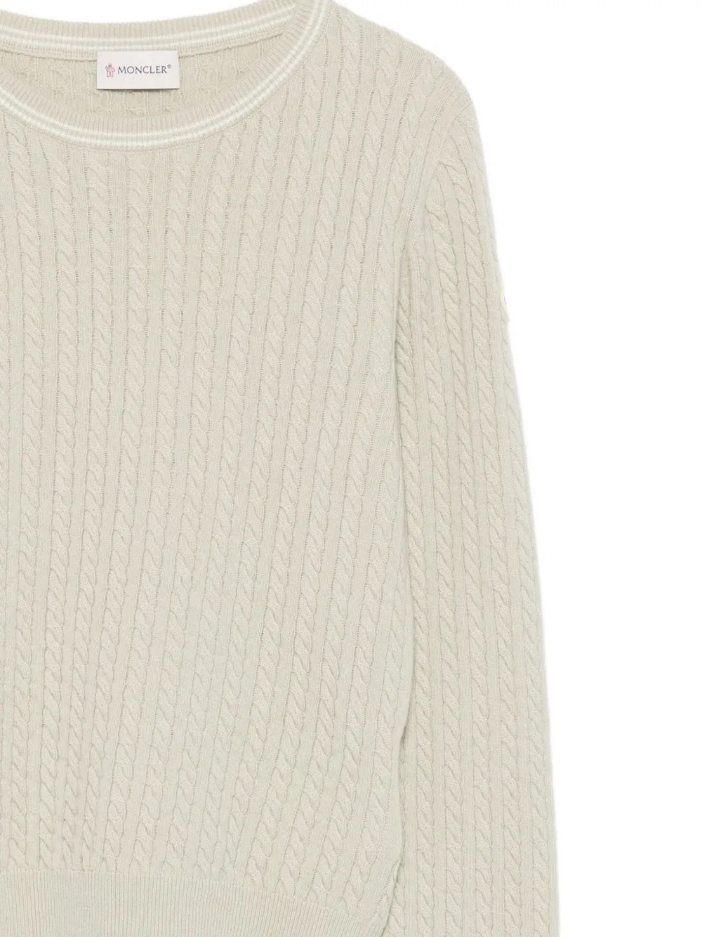 Moncler Enfant cable-knit crew-neck sweater Groen