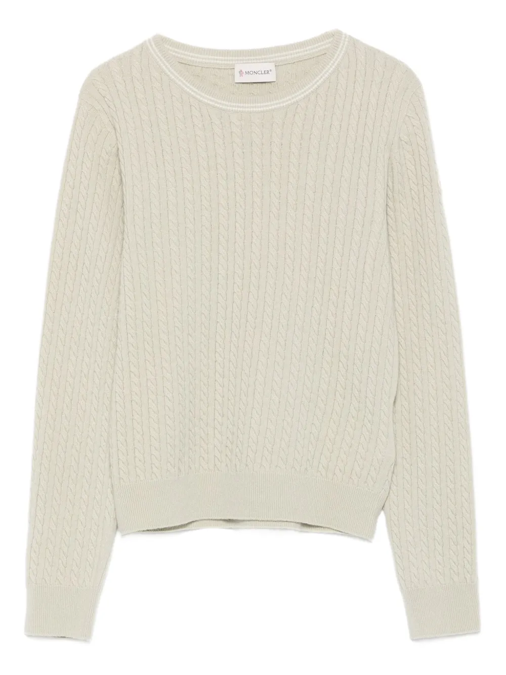 Moncler Enfant cable-knit crew-neck sweater Groen