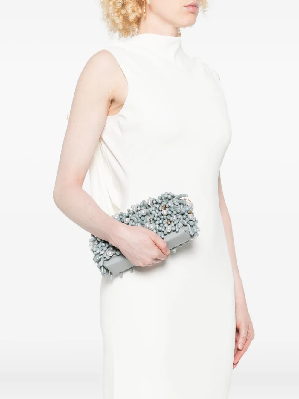 Cult Gaia Perla bead-embellished shoulder bag - Grijs