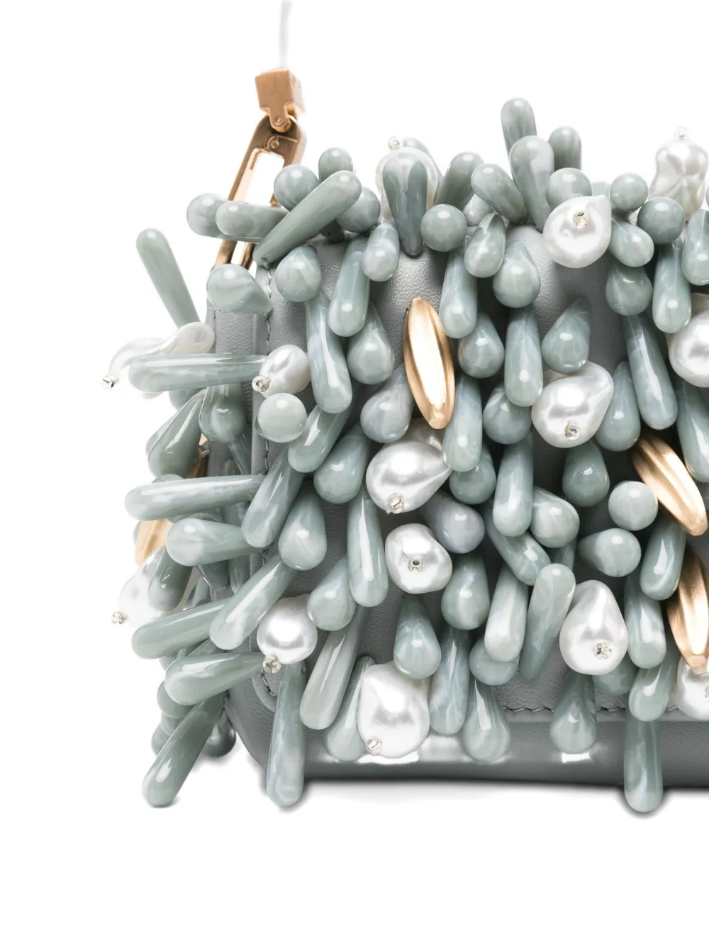 Cult Gaia Perla Bead-embellished Shoulder Bag In Gray
