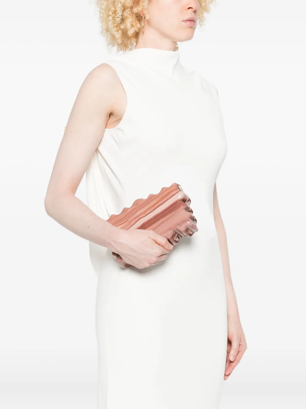 Cult Gaia Paloma marble-effect wave clutch - Beige