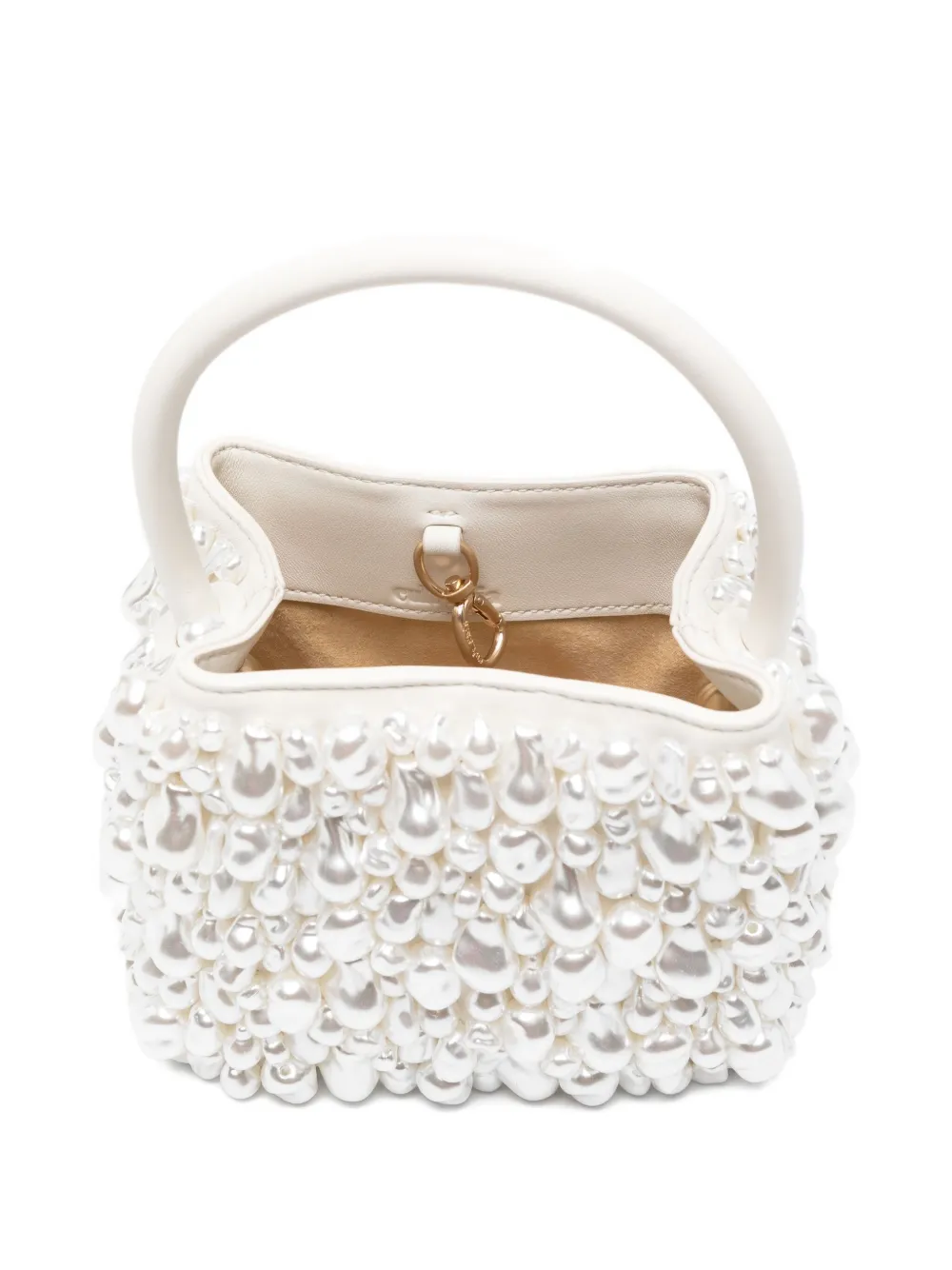 Cult Gaia Solene Pearl-embellished Top Handle Bag In White