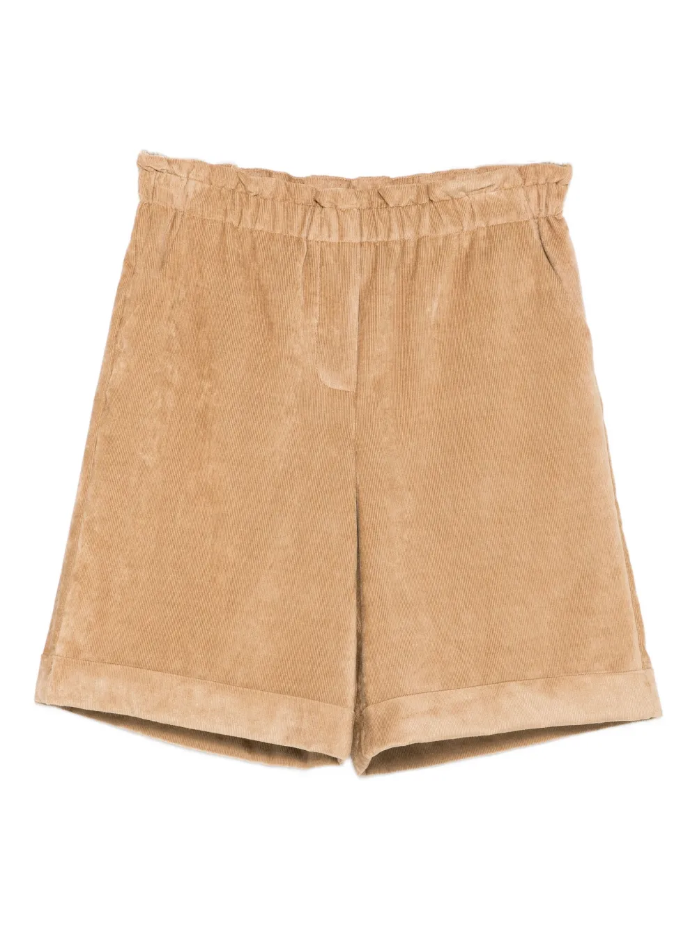 Moncler Enfant Ribfluwelen shorts met elastische taille Bruin