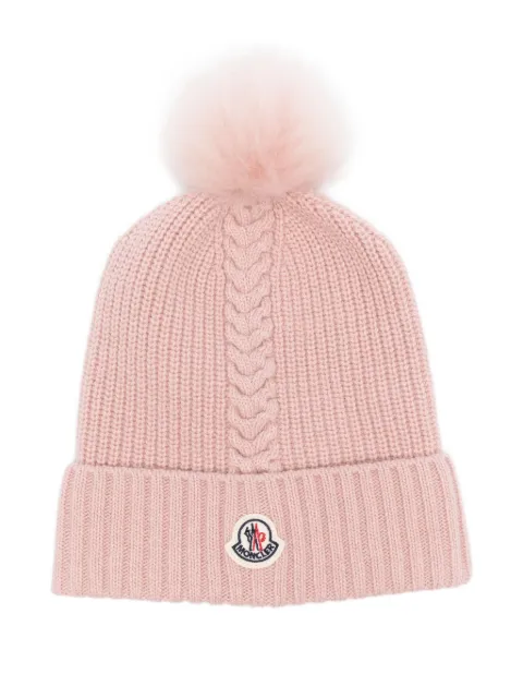 Moncler Enfant cable-knit pom-pom beanie