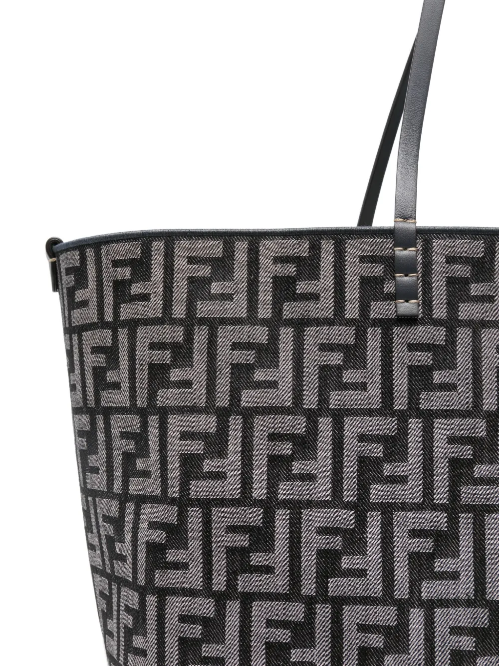 FENDI Roll grote denim shopper met FF-jacquard Blauw