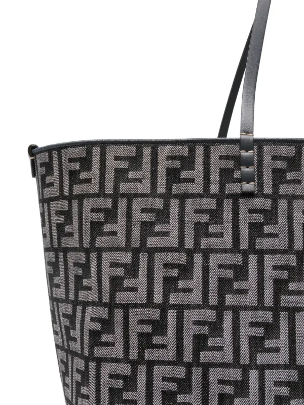 FENDI Large Roll Denim FF-jacquard Tote Bag | Blue | FARFETCH