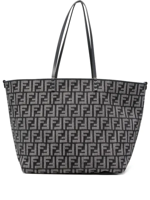 FENDI large Roll denim FF-jacquard tote bag