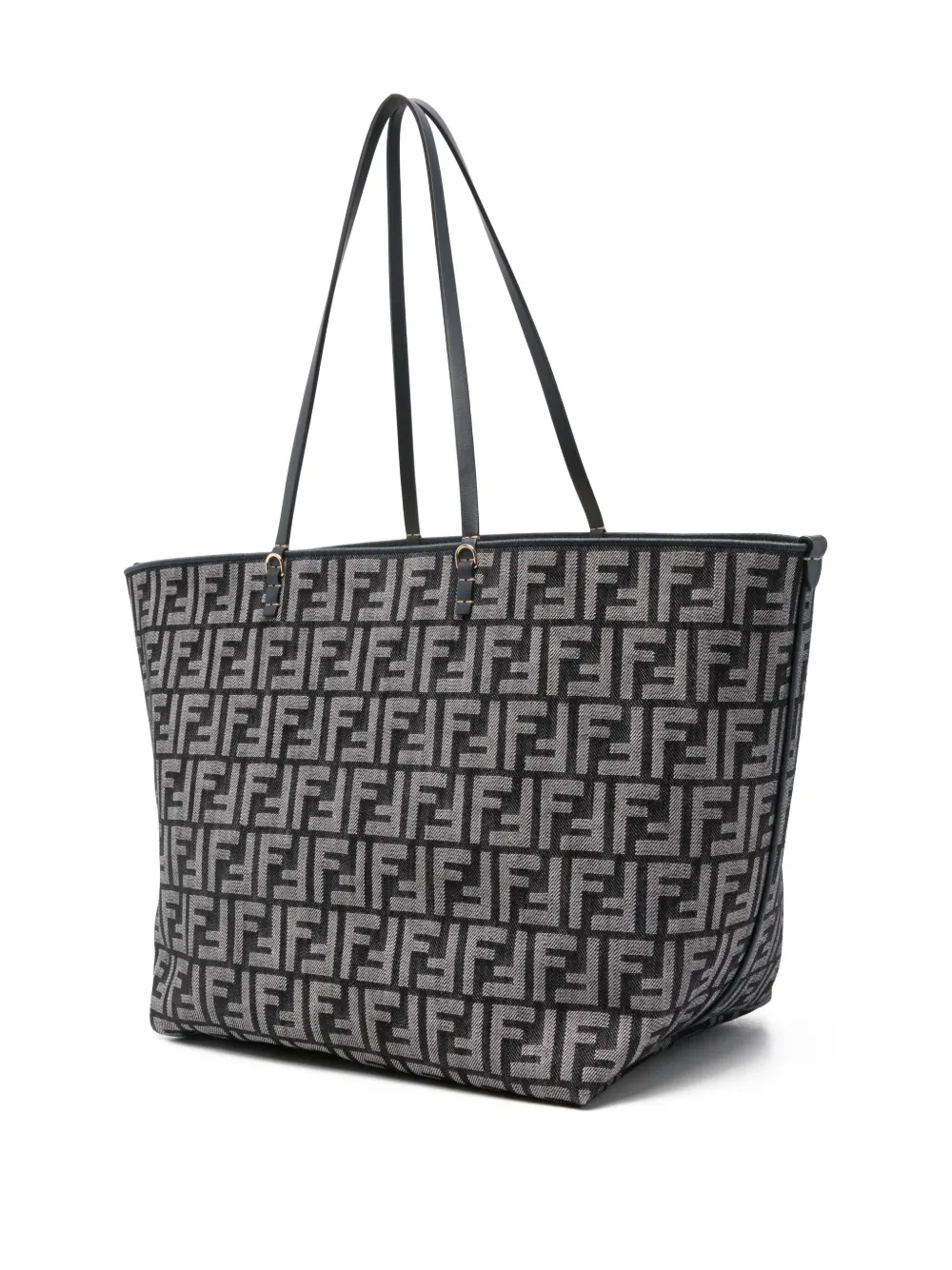FENDI Roll grote denim shopper met FF-jacquard Blauw
