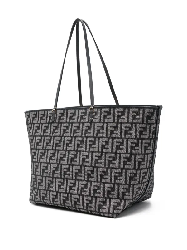 FENDI Large Roll Denim FF-jacquard Tote Bag | Blue | FARFETCH