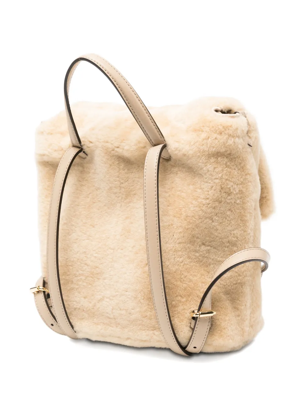 Fendi Shearling Backpack In Neutral