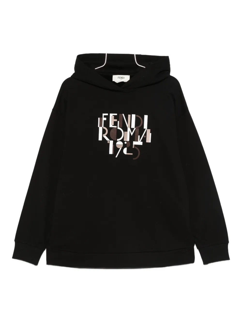 Fendi Roma Logo Hooded Sweatshirt In Black