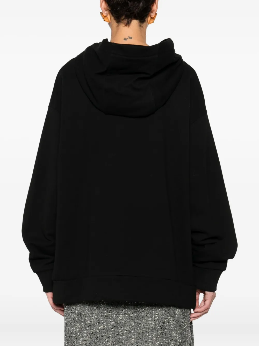 Fendi Roma Logo Hooded Sweatshirt In Black