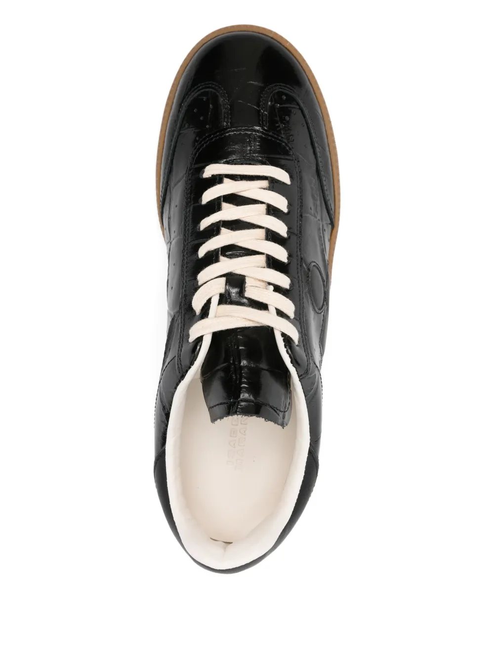 ISABEL MARANT Bryce crocodile-effect lace-up sneakers Zwart