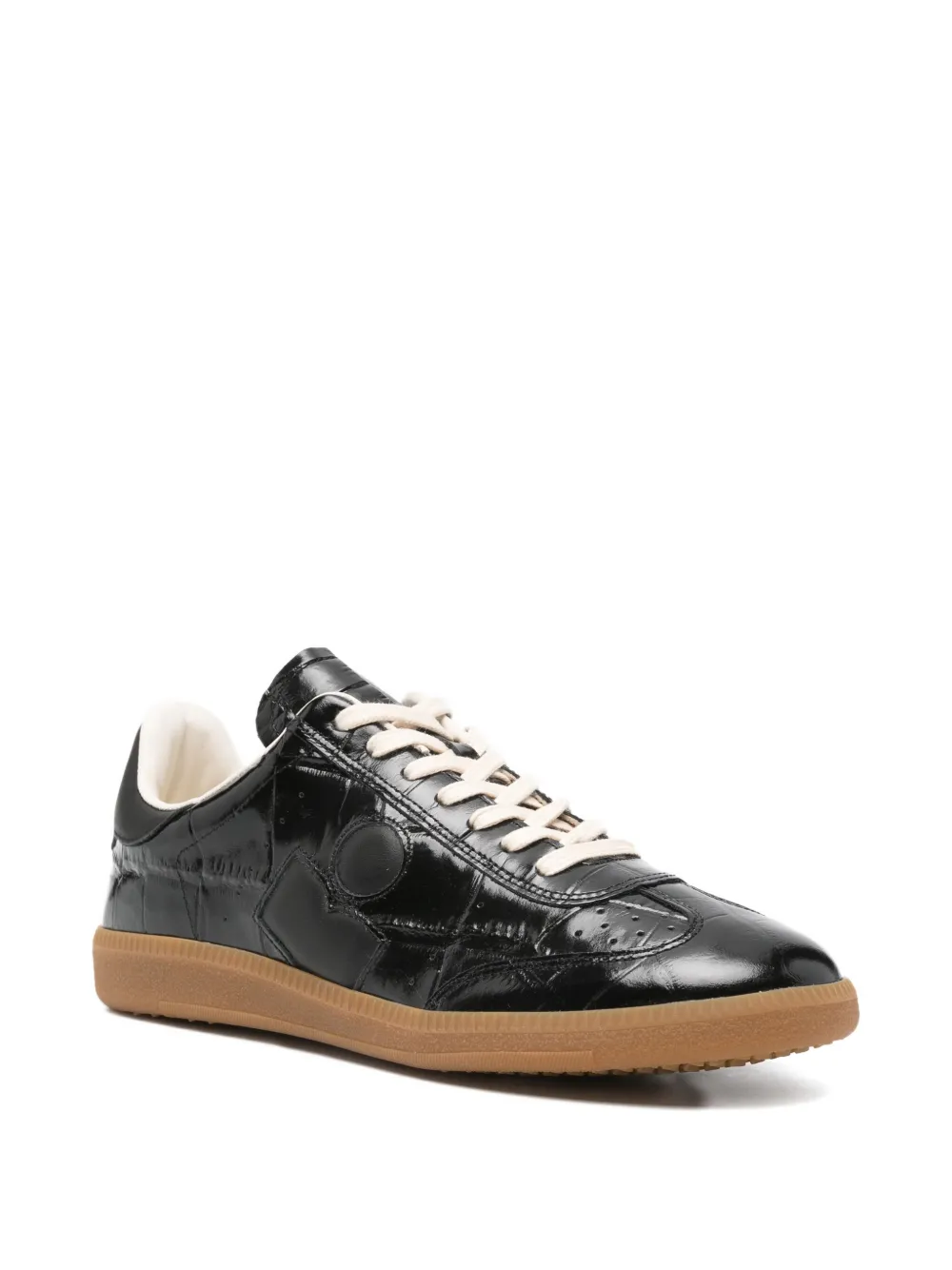 ISABEL MARANT Bryce crocodile-effect lace-up sneakers Zwart