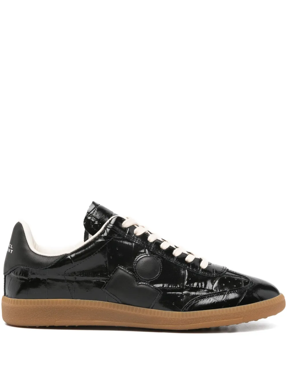 Isabel Marant Bryce Crocodile-effect Lace-up Sneakers In Black