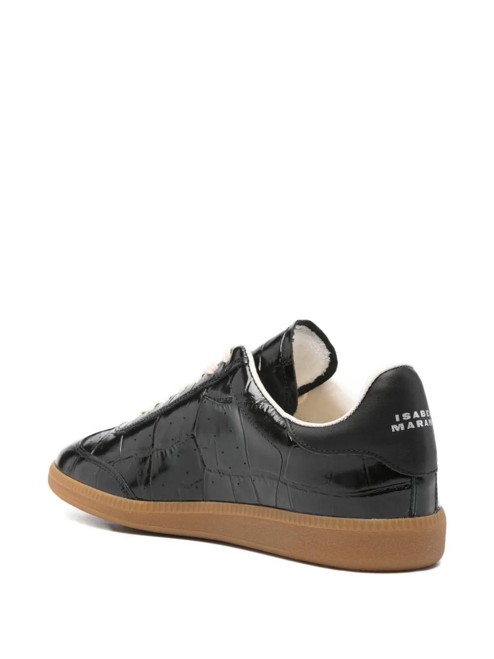 ISABEL MARANT Bryce crocodile-effect lace-up sneakers Zwart