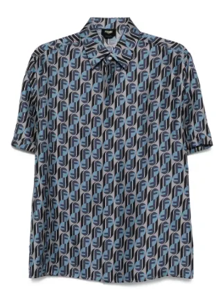 FENDI logo-print Silk Shirt | Grey | FARFETCH IN