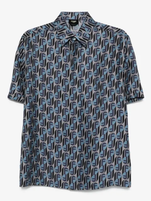 FENDI camisa de seda con logo estampado