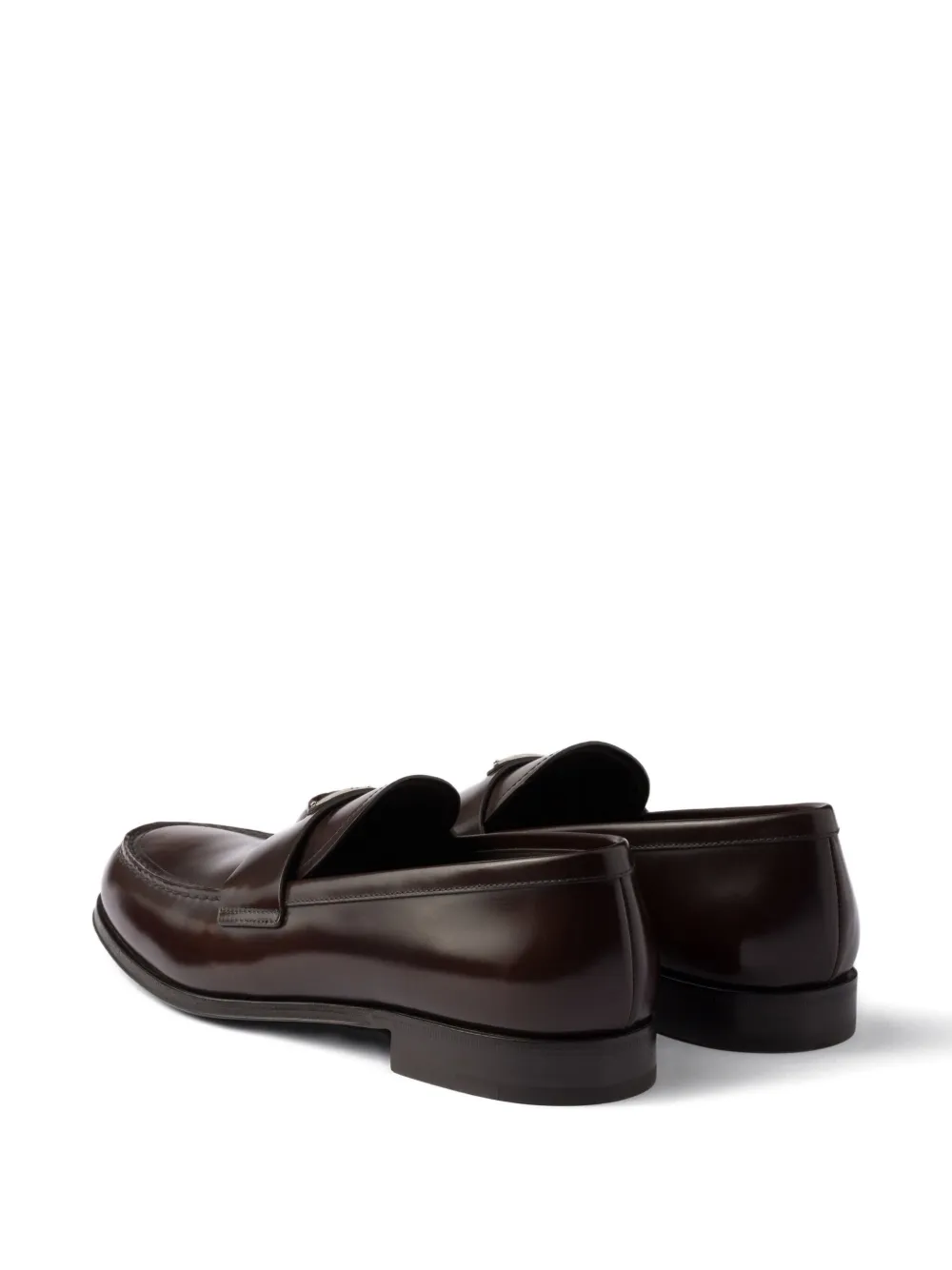 Prada Leren loafers met logo Bruin