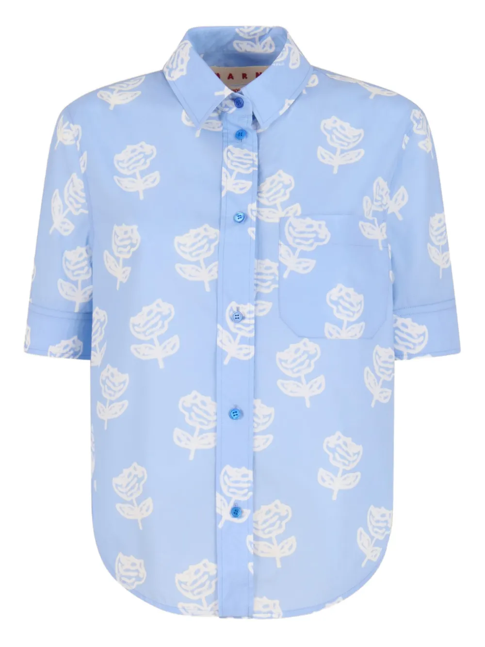 Marni Blouse met Sprayed Roses-print Blauw