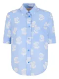 Marni Sprayed Roses-print shirt - Blue
