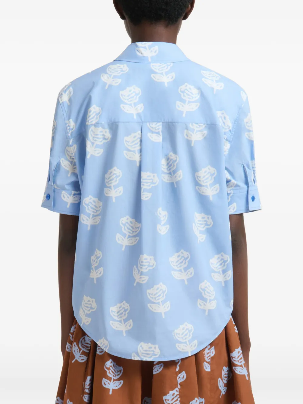 Marni Blouse met Sprayed Roses-print Blauw