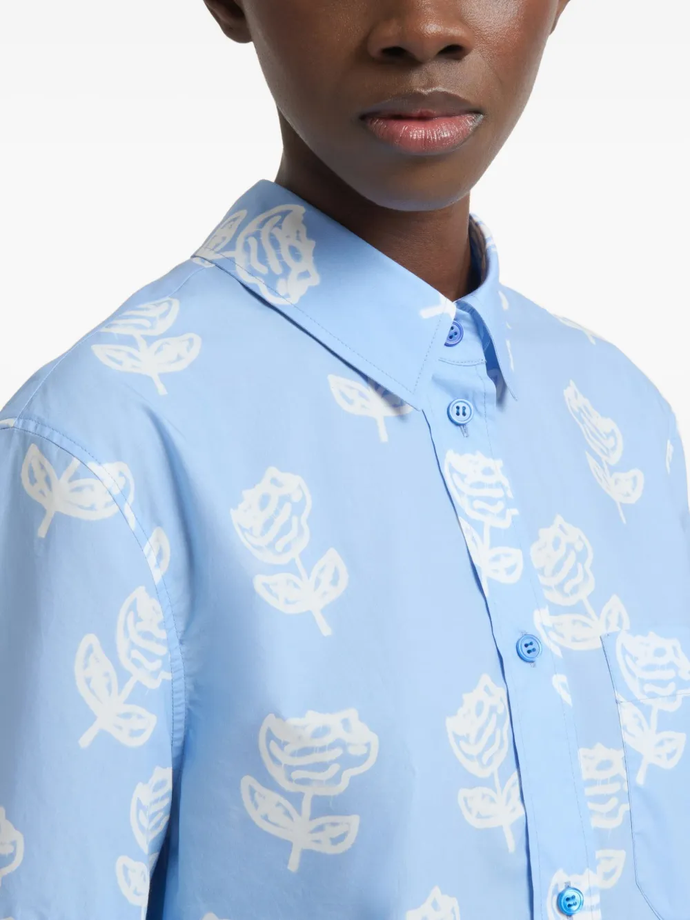 Marni Blouse met Sprayed Roses-print Blauw