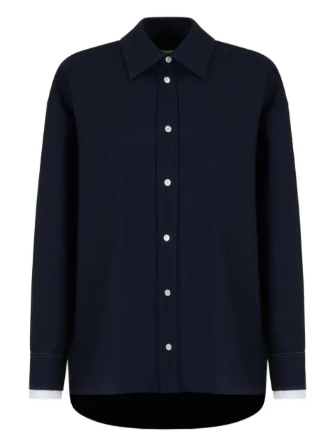 Marni black tropical wool shirt with double cuffs