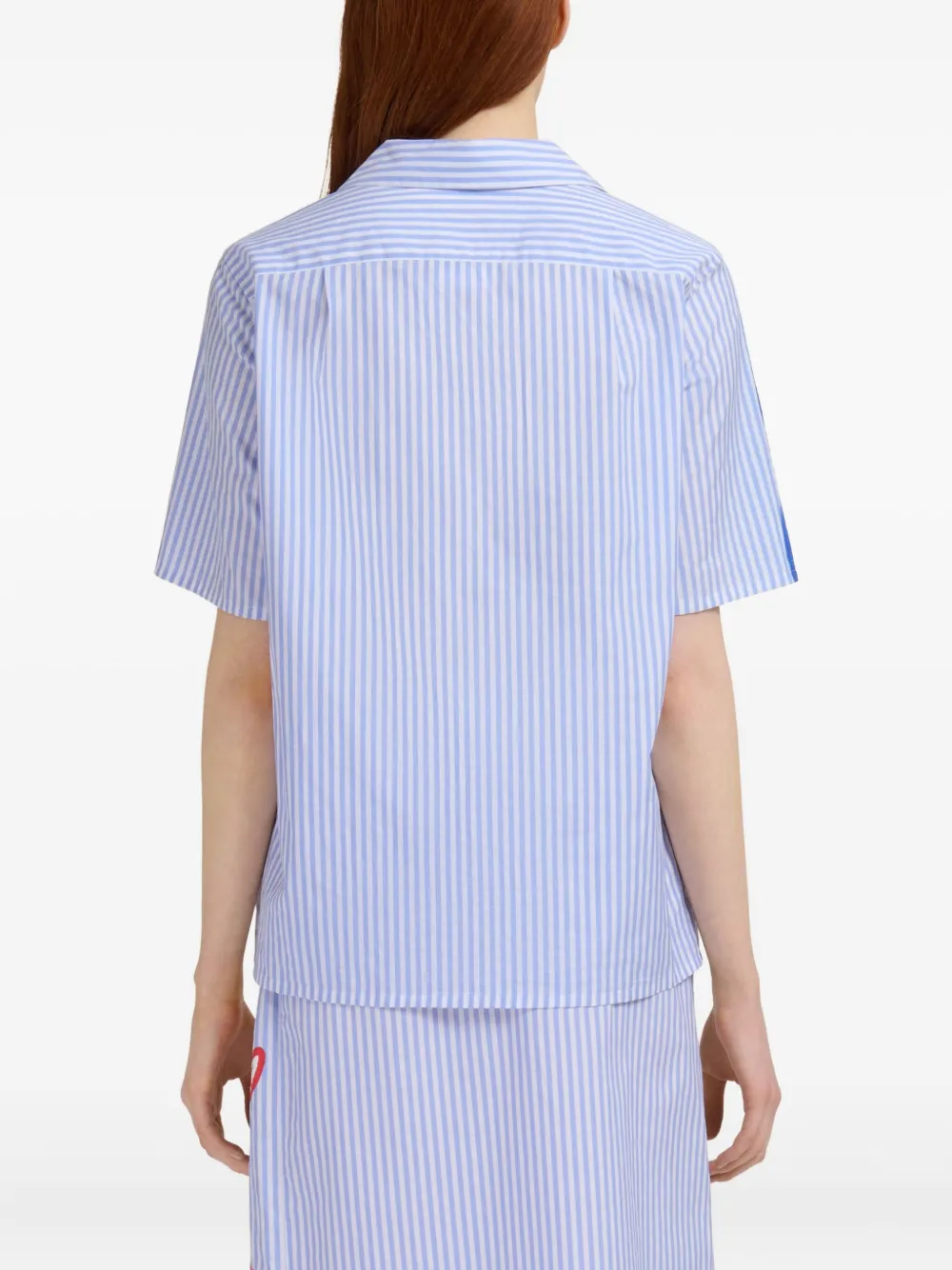 Marni Blouse met geborduurde patchwork en korte mouwen Blauw