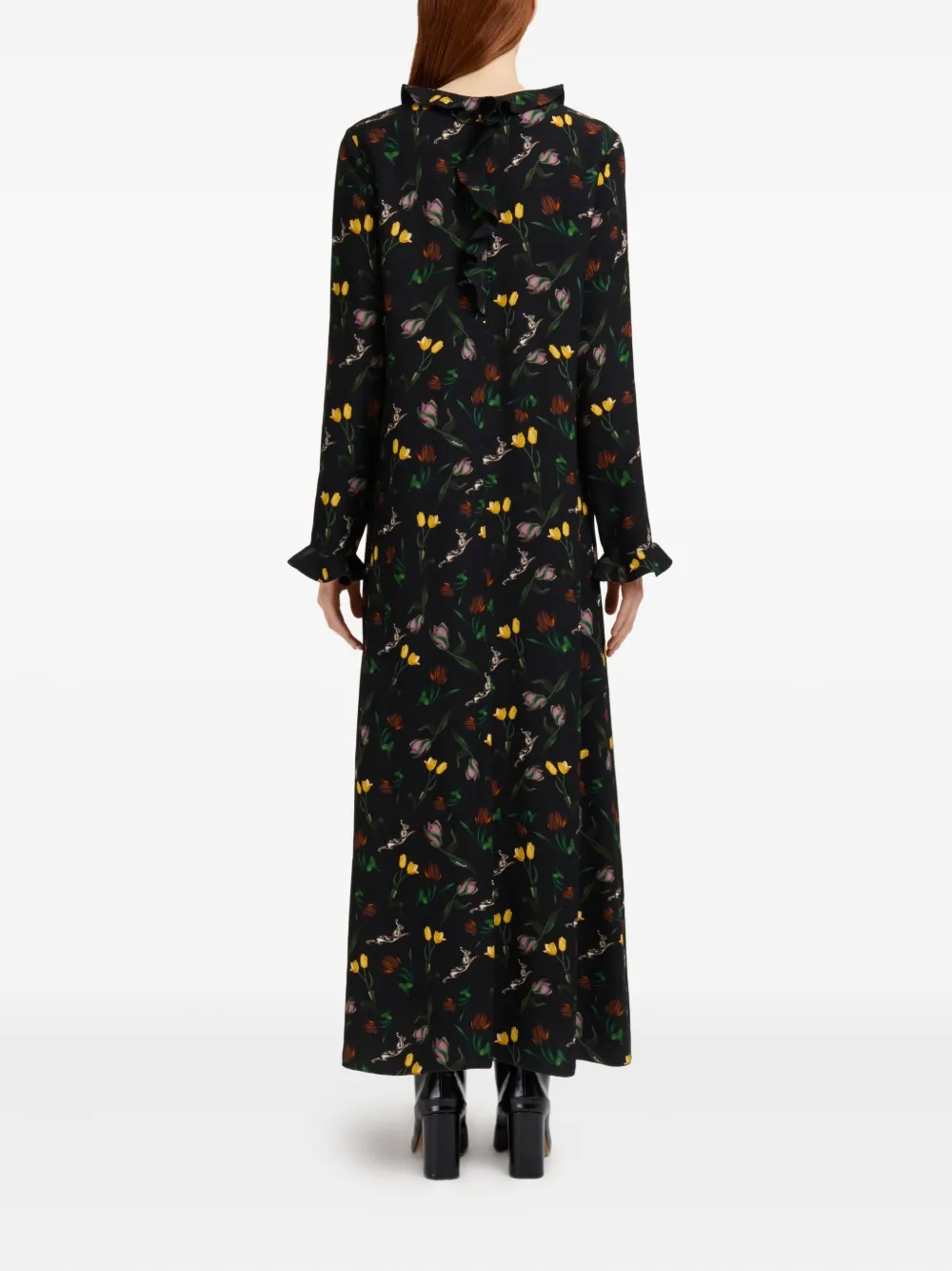 Marni Maxi-jurk met bloemenprint Zwart