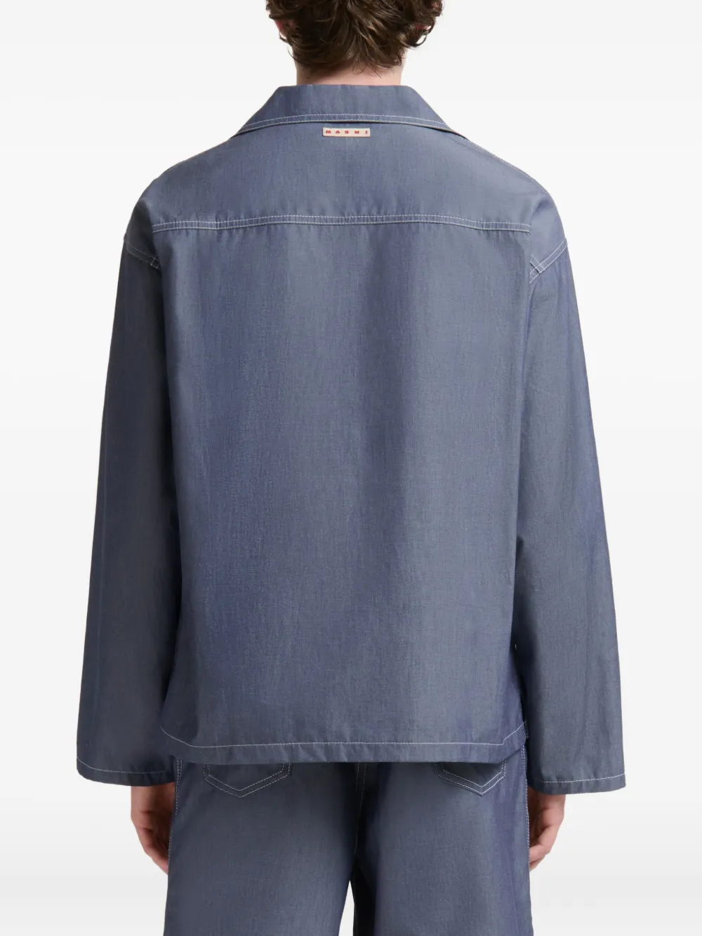 Marni Chambray overhemd met polokraag Blauw