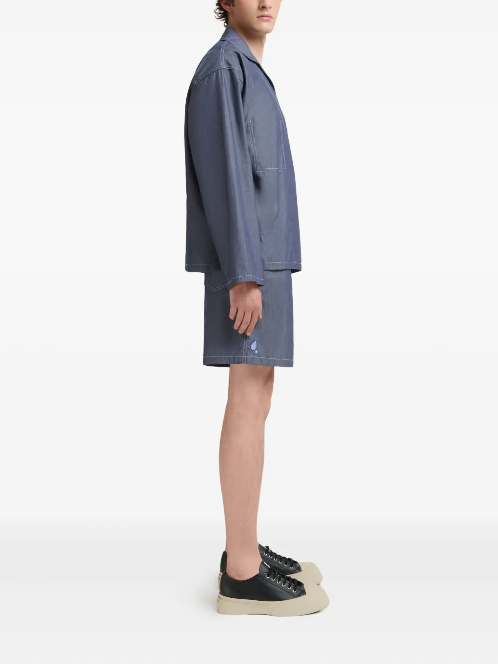 Marni polo-collar chambray shirt - Blauw