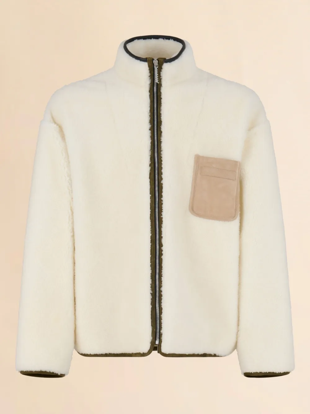 Marni Fleece Bomber Jacket With Zip-up Closure In White