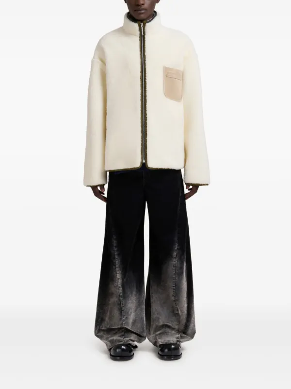 Marni zip-up Fleece Bomber Jacket | White | FARFETCH