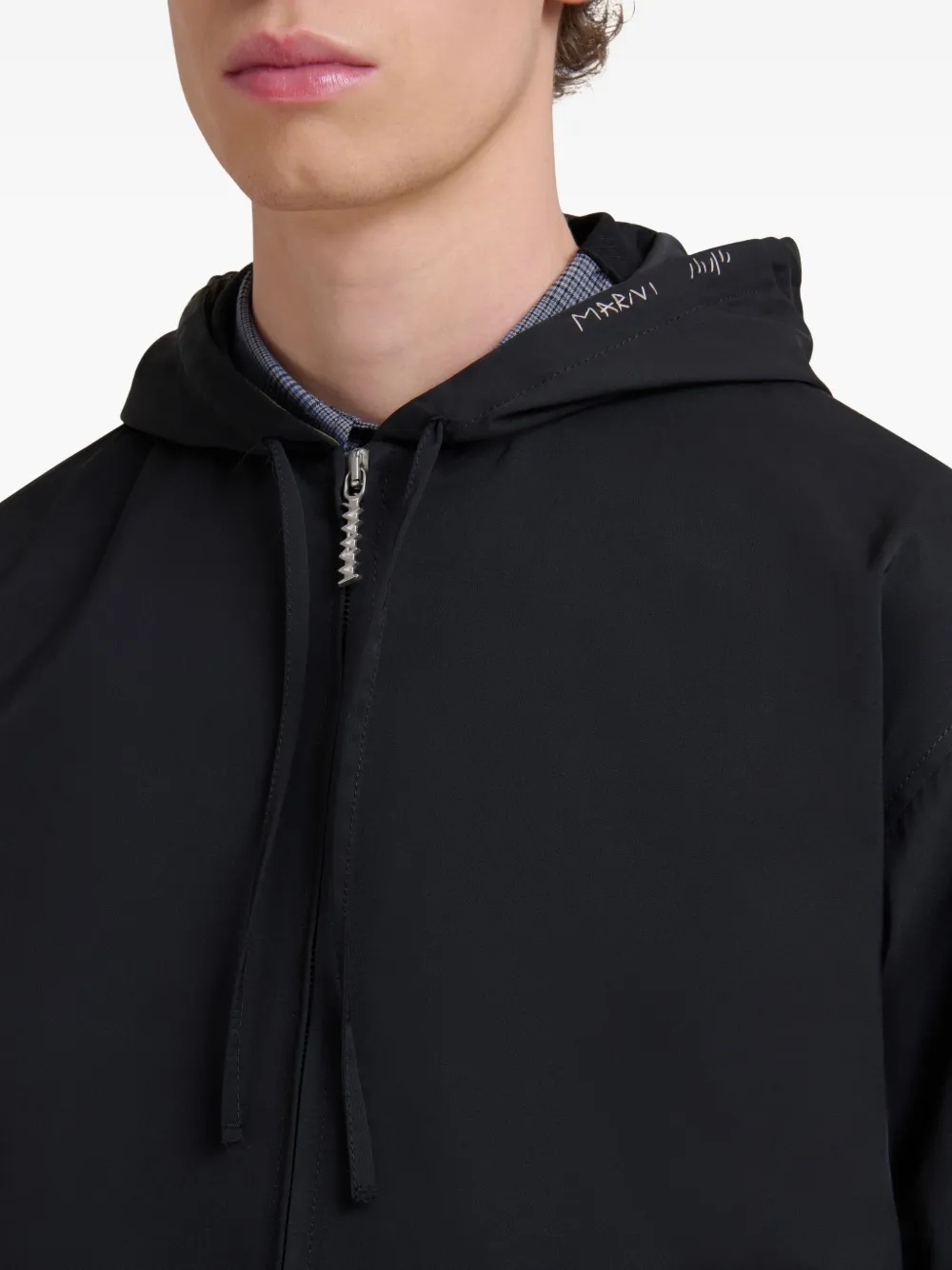 Marni Hooded Zip-up Jacket In Black
