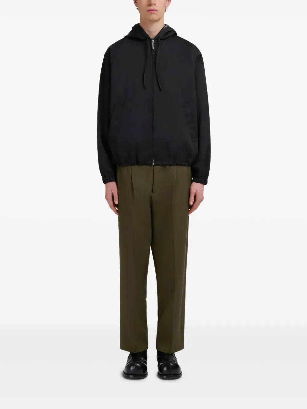 Marni Hooded Zip-up Jacket In Black