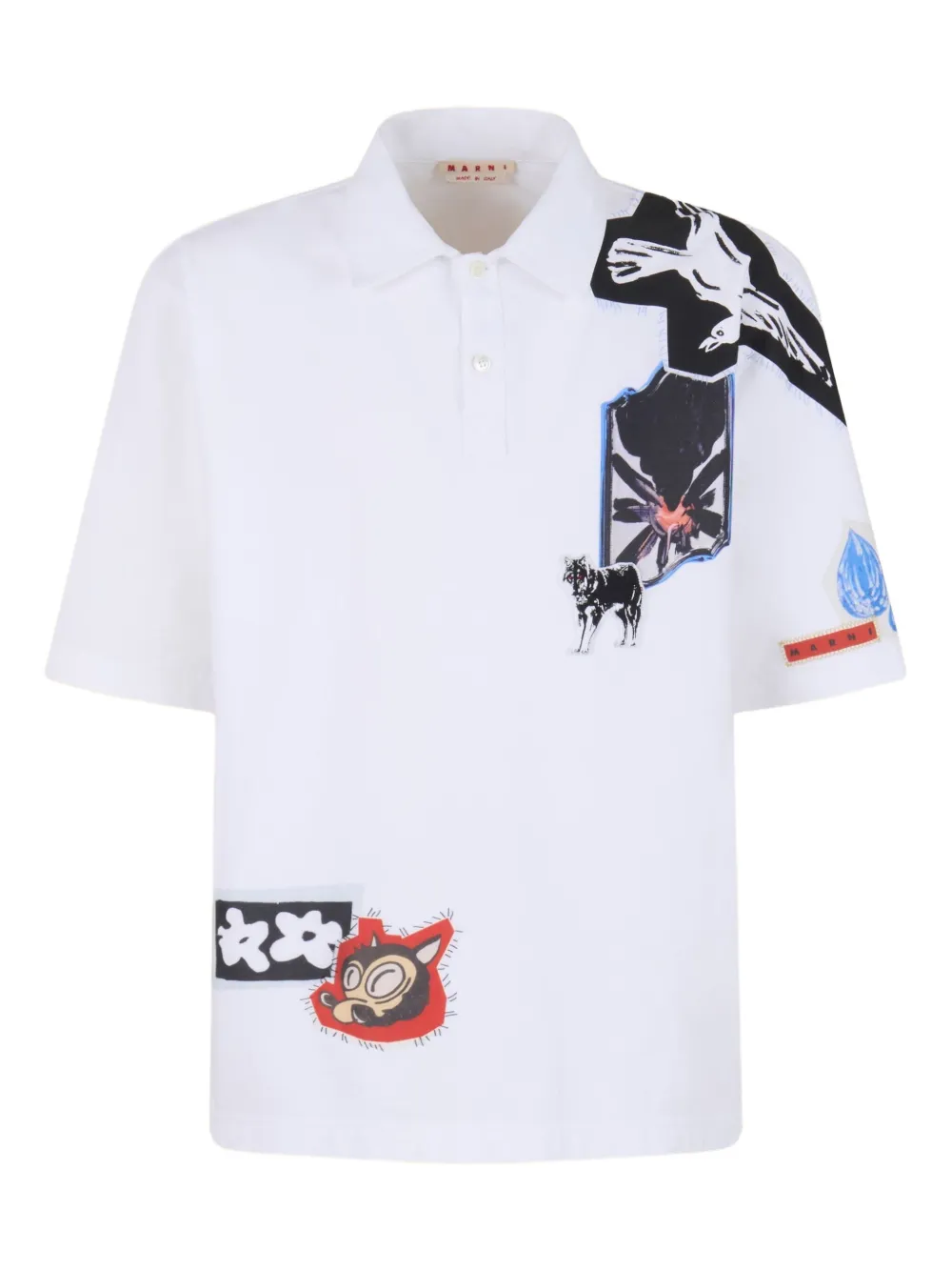 Marni Poloshirt met grafische patches Wit