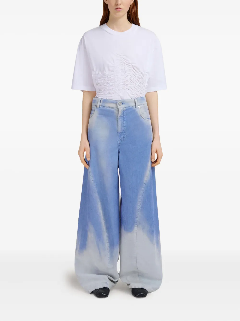 Marni Jeans met wijde pijpen en geverfd effect - Blauw