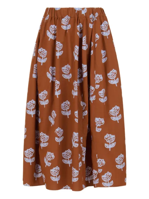 Marni Sprayed Roses-print midi skirt