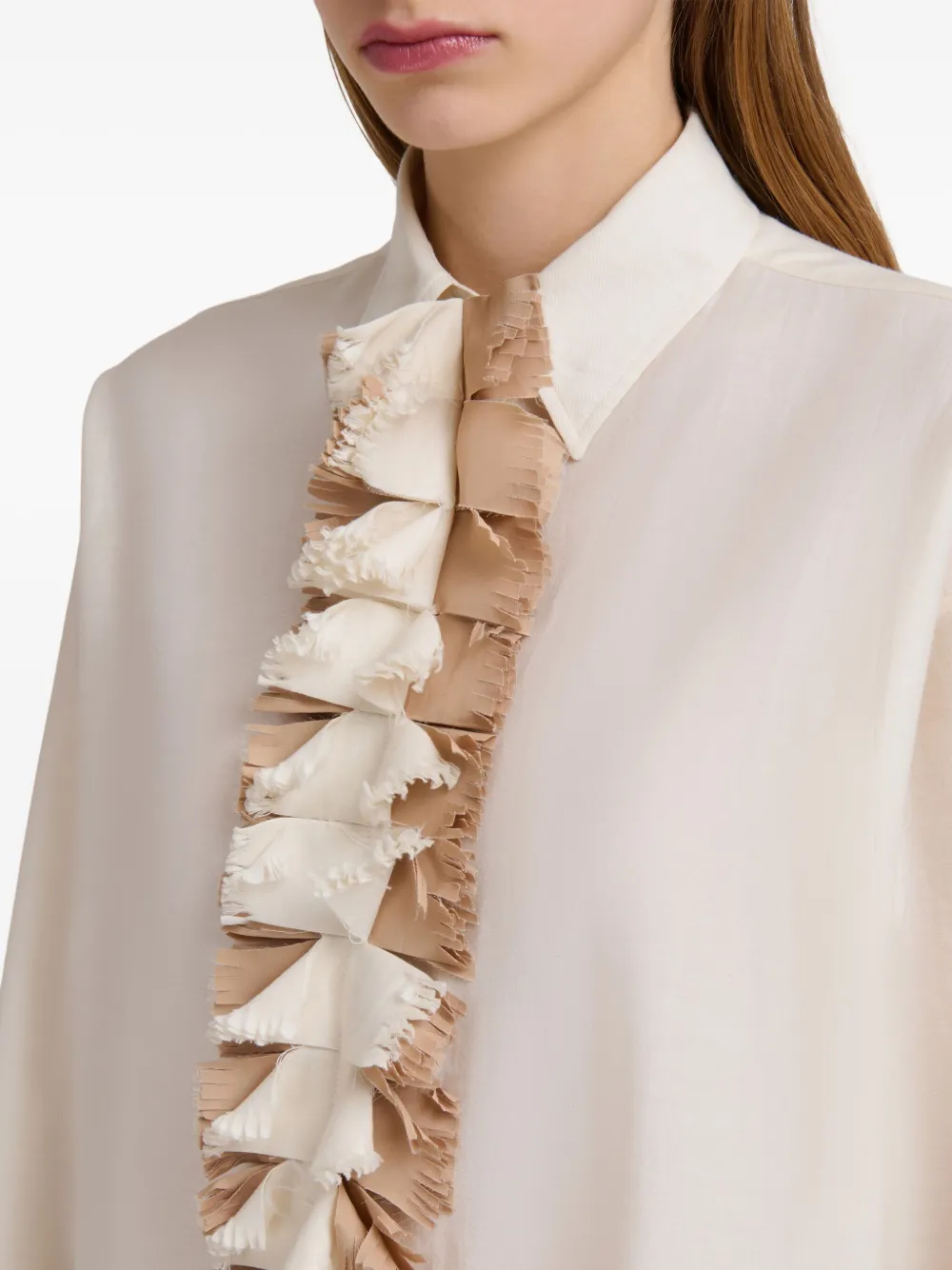 Marni Shirt met ruches 00W03 STONEWHITE