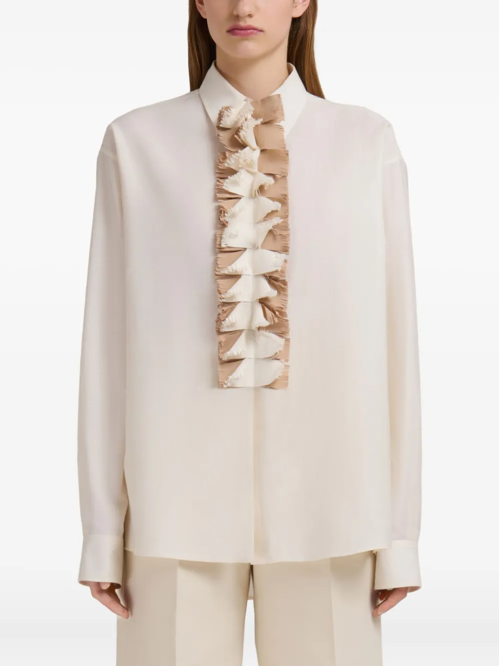 Marni Shirt met ruches 00W03 STONEWHITE