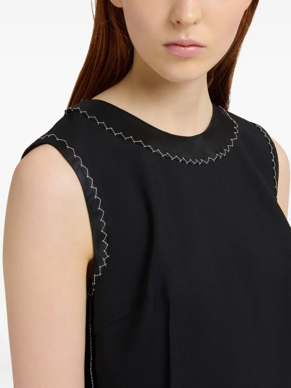 Marni Mouwloze midi-jurk met gestikt detail Zwart