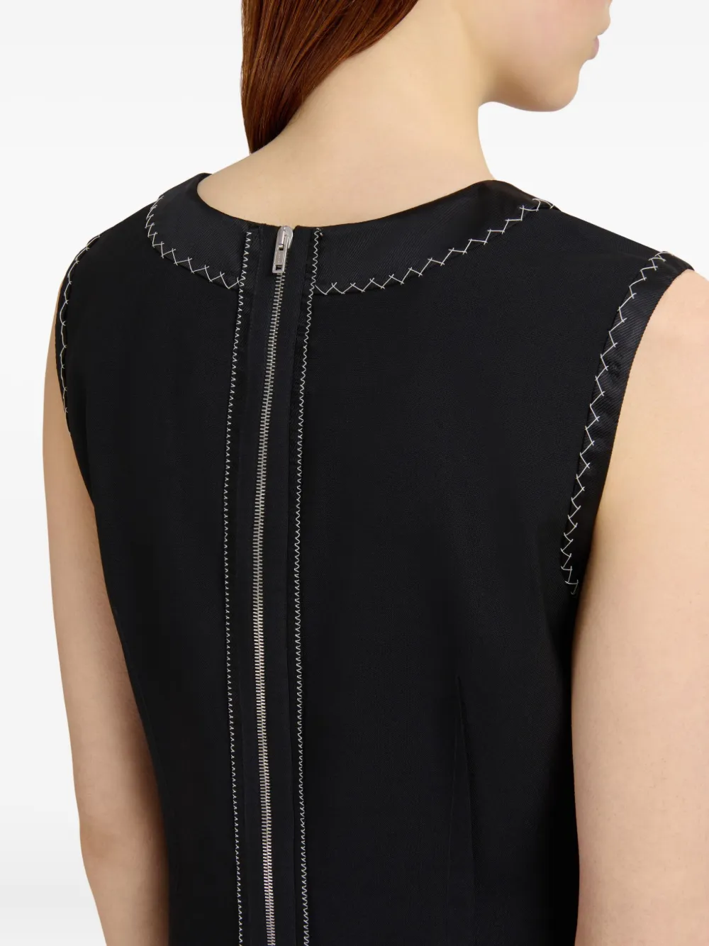 Marni Mouwloze midi-jurk met gestikt detail Zwart