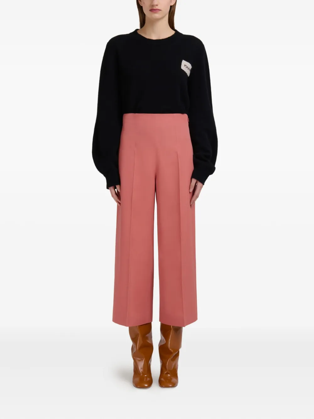 Marni High waist pantalon van scheerwol - Roze