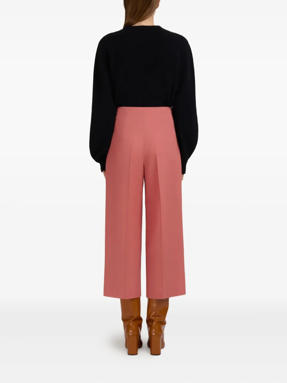 Marni High waist pantalon van scheerwol Roze